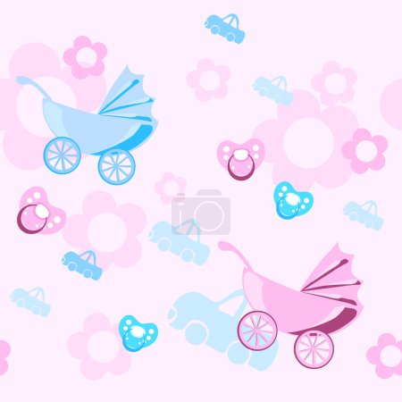Pastel colors baby pattern, vector illustration