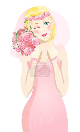 Vector illustration of beautiful blonde bride