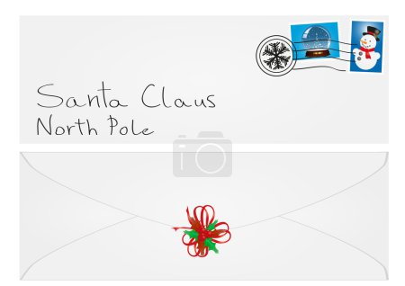 Envelope with Santa Claus's address and mistletoe