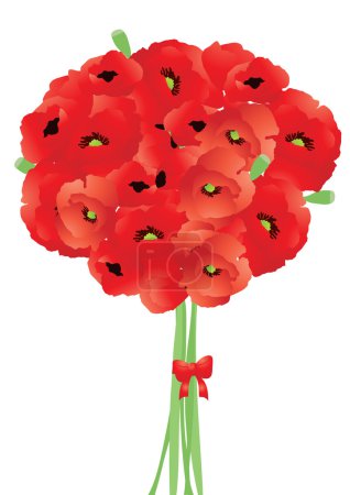 Bright bouquet of red poppies