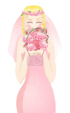 Vector illustration of beautiful blonde bride