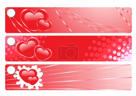 Creative red banners with hearts