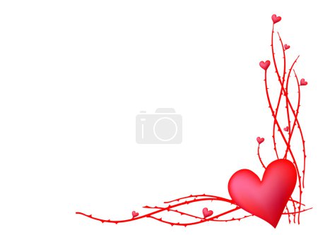 Heart with thorns in corner of vector illustration